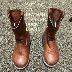 SIZE 10C AUTHENTIC LEATHER BOYS DUCK BOOTS